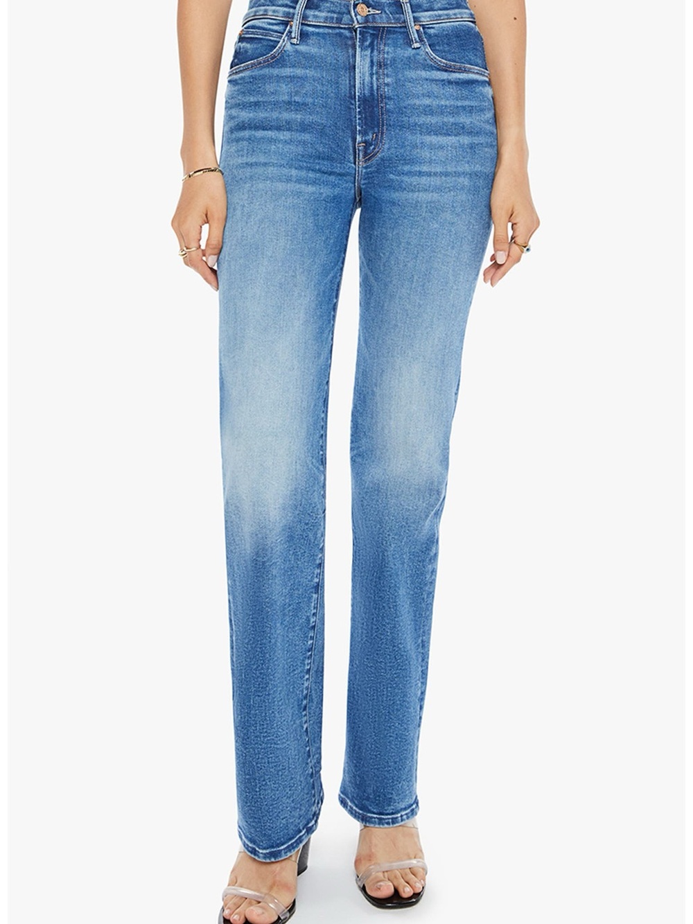 MOTHER Mid-Rise Light Blue Straight-Leg Jeans